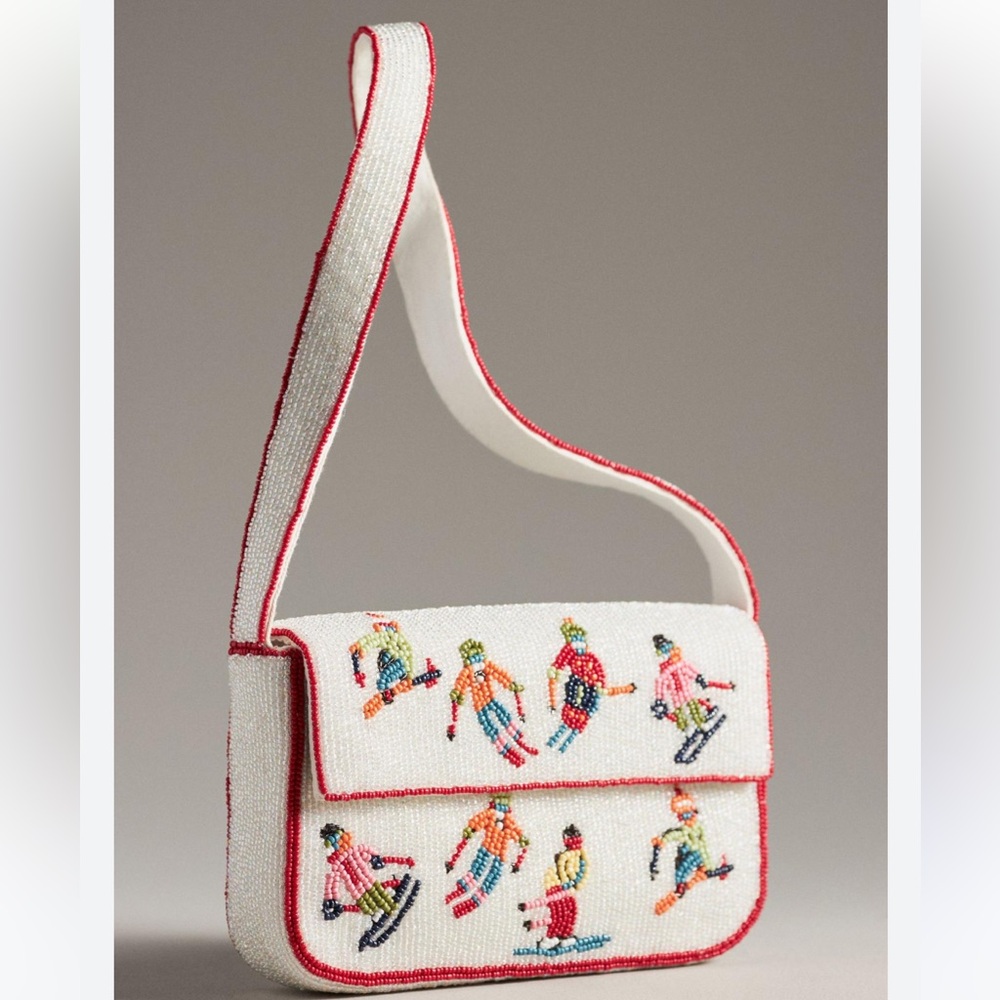 The Fiona Beaded Bag: Winter Icon Edition from Anthropologie (Ski Skiiers)